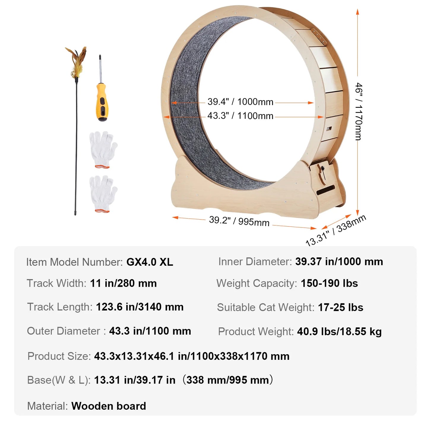 Wooden Cat Exercise Wheel For Indoor Running Safe Durable