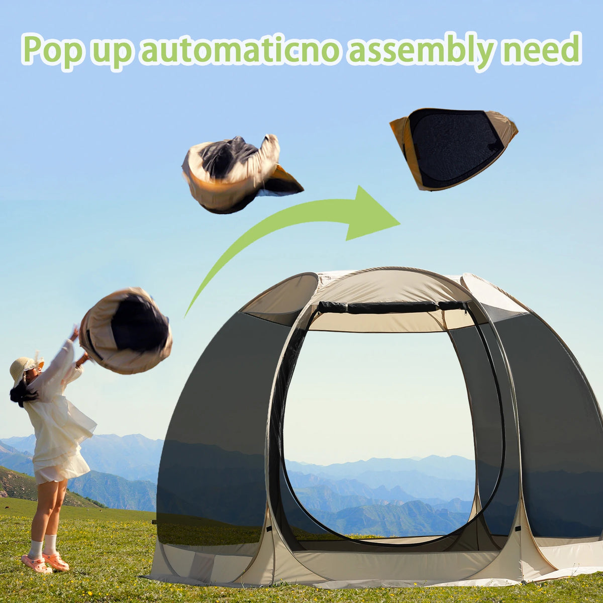 Pakicetus Automatic Family Sun Canopy With Mesh Walls