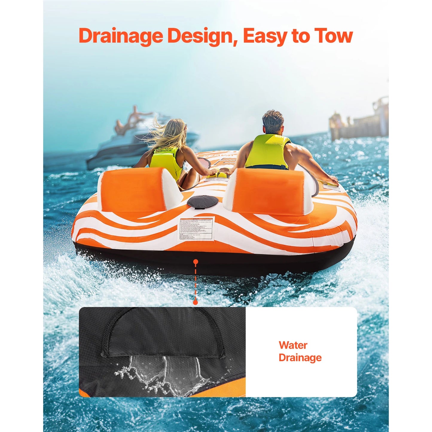SucceBuy Towable Tubes For Boating 2 Riders Inflatable Water Sports