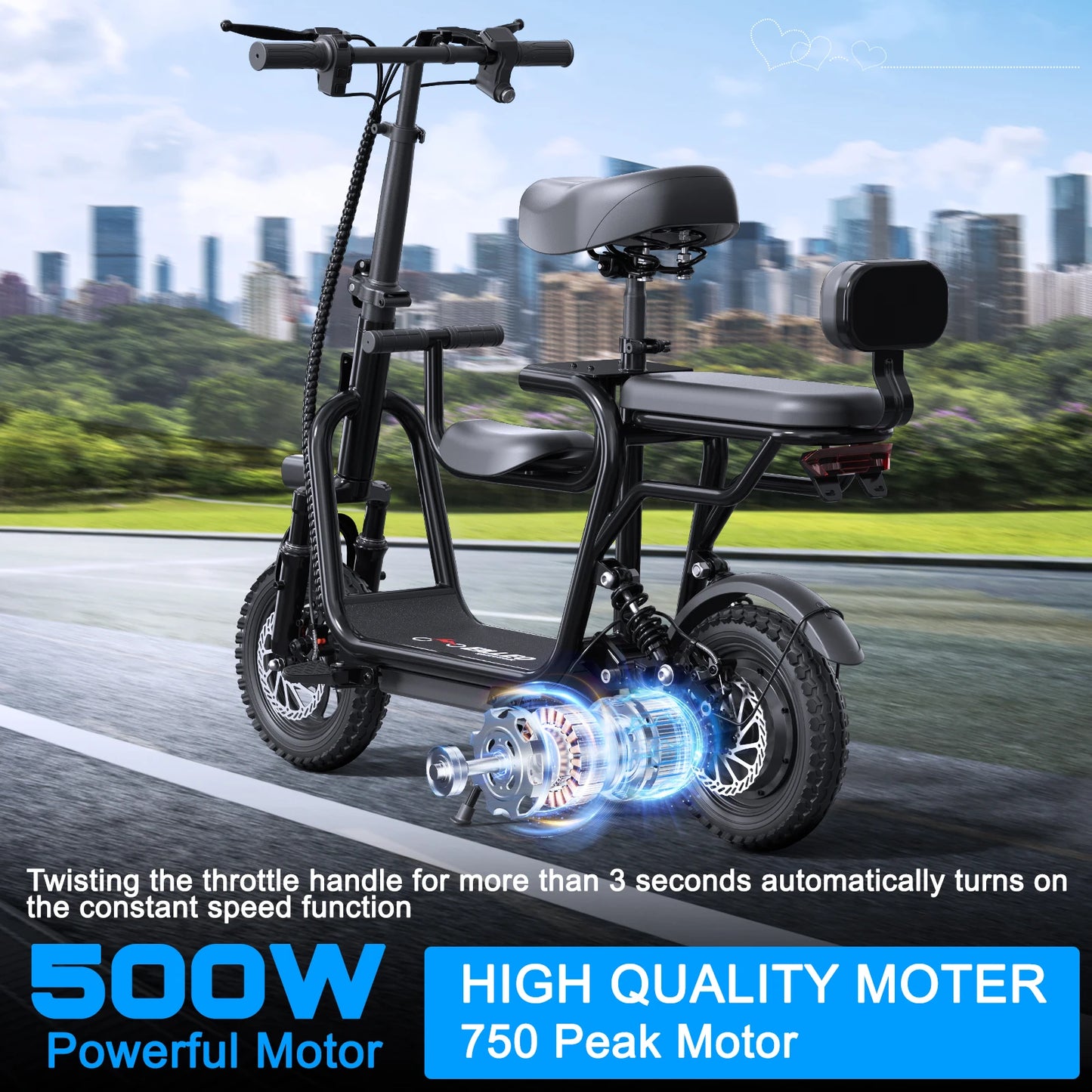 EILLEO Spacewalk 48V Electric Scooter with Seat and Dual Brakes