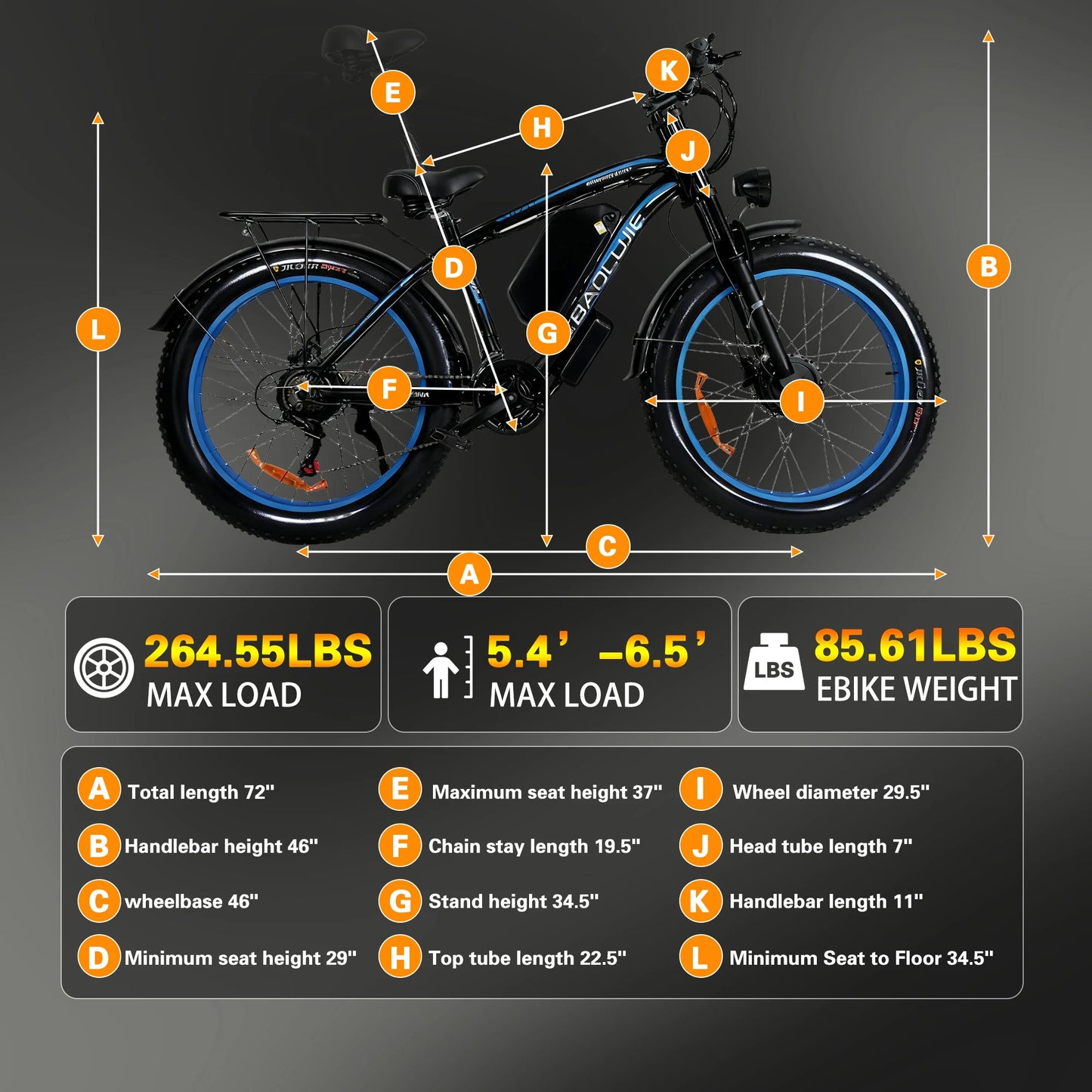 Baolujie Peak Dual Motor Electric Bicycle 48V Battery For Adults