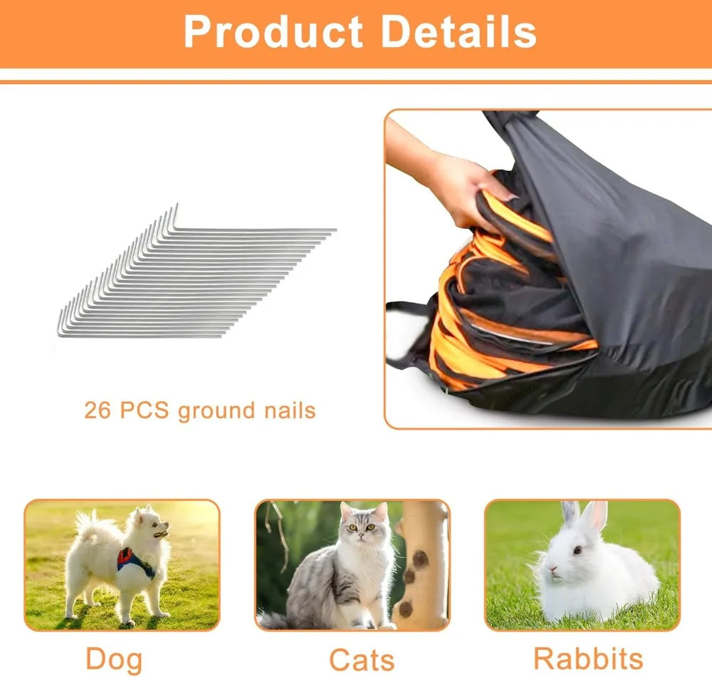 7-in-1 Outdoor Cat Enclosure, Foldable Pop-Up Mesh Playpen Tunnel for Pet Run, Outside Enclosed Tent Cage for Small Dogs, Rabbit