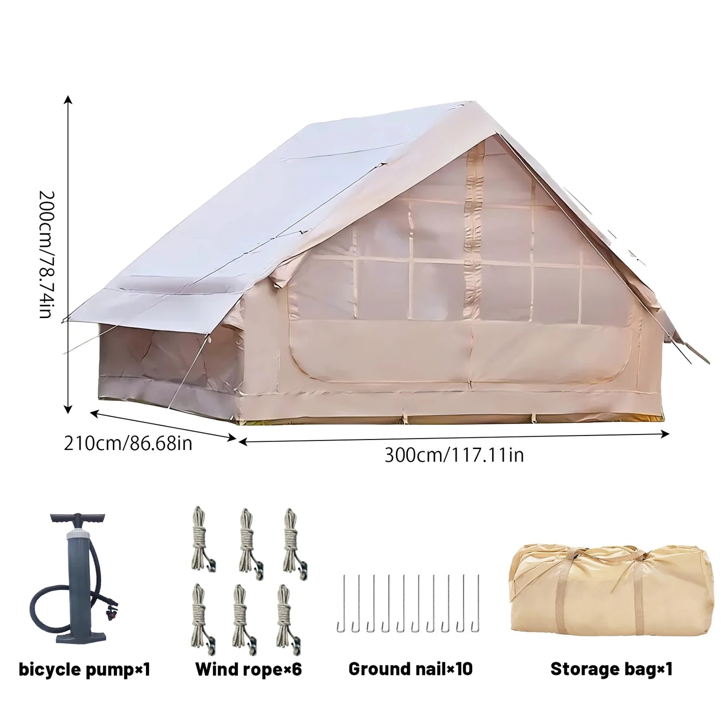 Pakicetus Inflatable Tent With Skylight Quick Setup Outdoor Family Tent