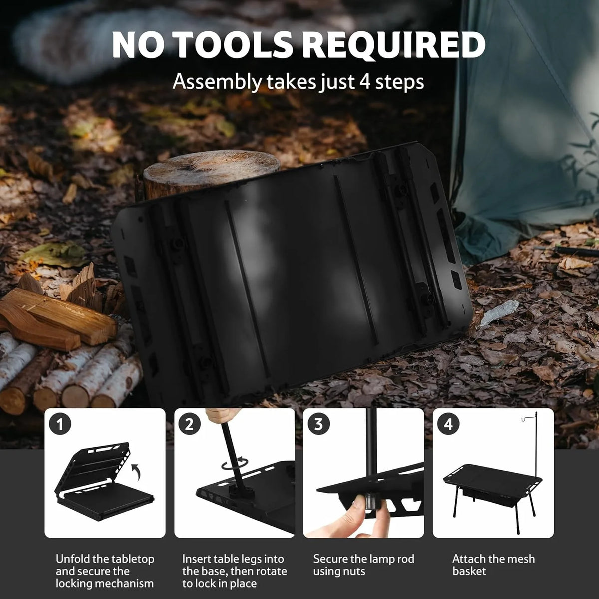 Naturehike H02 IGT Adjustable Folding Camping Table With Storage