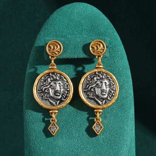 Love Green Gold Plated Crystal Vintage Drop Earrings