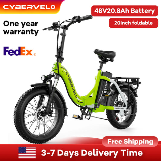 Cybervelo 1000W ebike for adults, 20A Large Removable Battery, Foldable Electric Bike, 20" Fat Tire bike for all Terrain Mars700