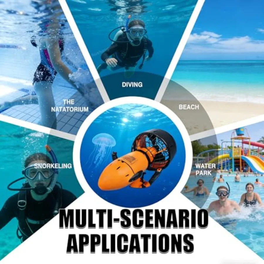 Underwater Thruster Set for Snorkeling, Lightweight Diving Gear with 500W Brushless Motor, 3.7mph Dual Speed Water Propulsion,