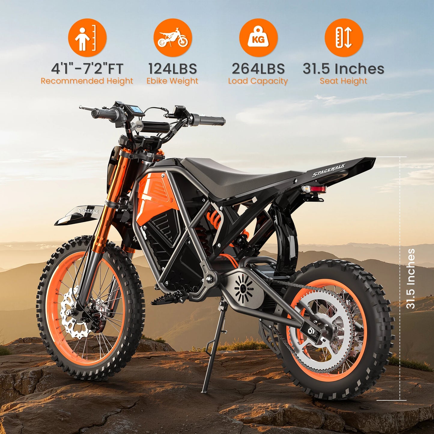EILLEO SPACEWALK Fat Tire Electric Dirt Bike 3000W Mid-Drive