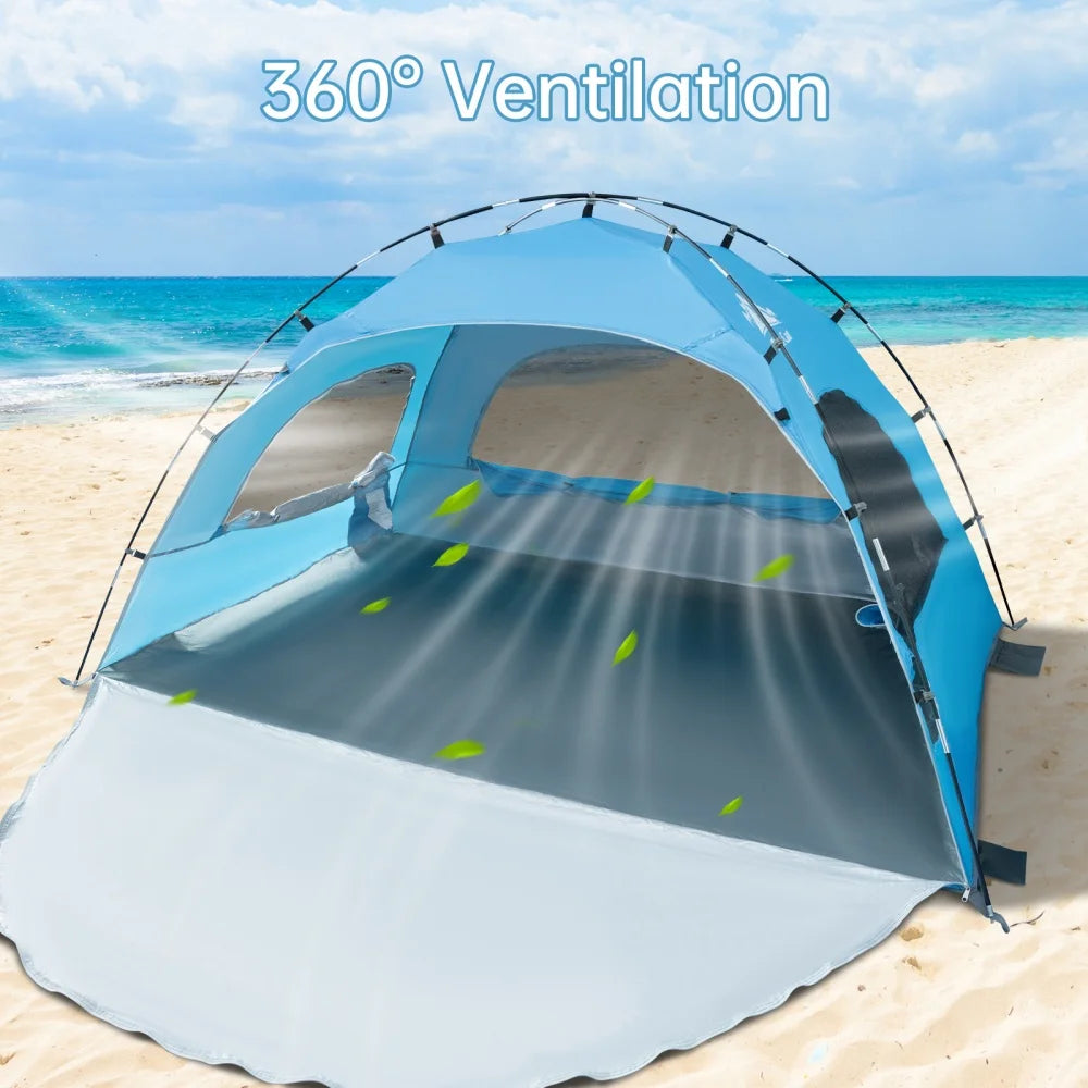 Night Cat Beach Tent With UV Protection And Mesh Windows