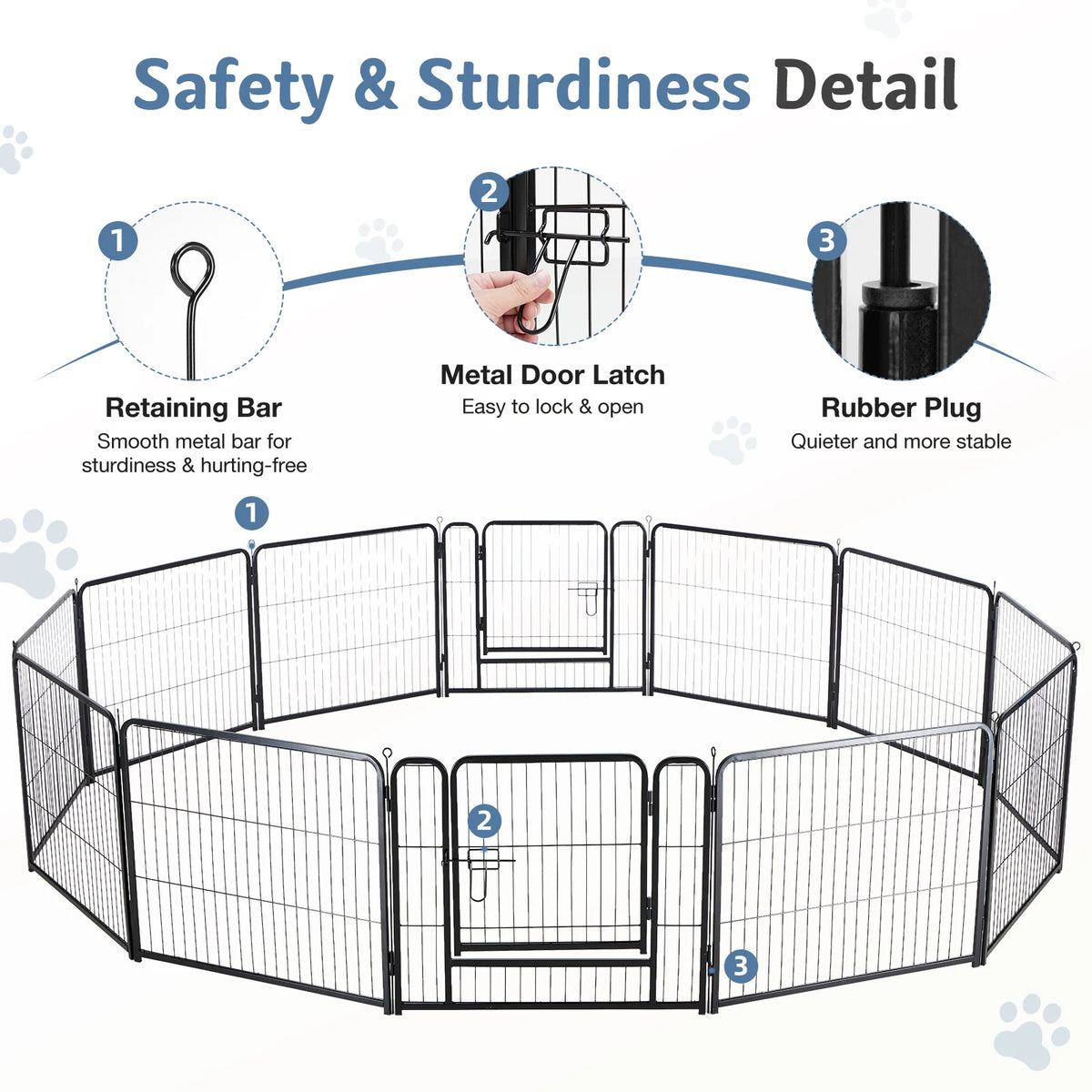 JHK Foldable Metal Dog Playpen Exercise Fence For Indoor Outdoor