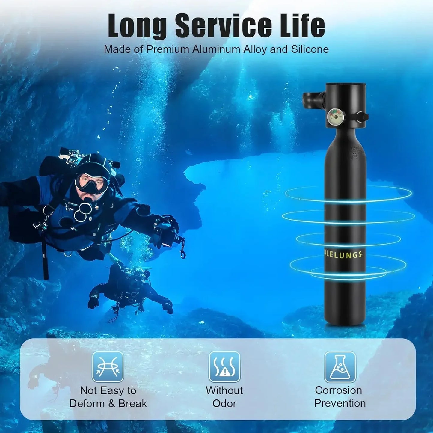Portable 0.5L Mini Diver Oxygen Tank For Underwater Breathing