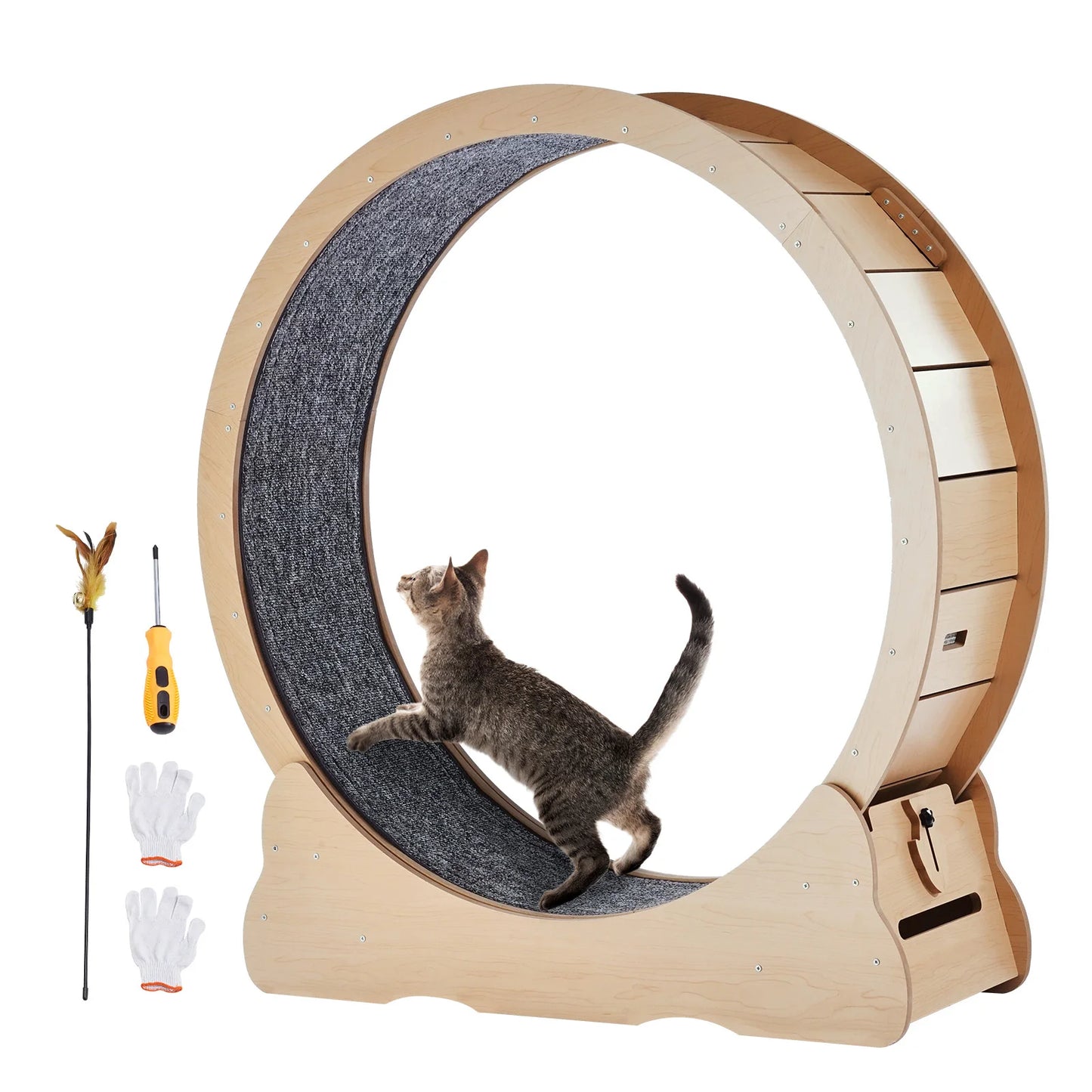 Wooden Cat Exercise Wheel For Indoor Running Safe Durable