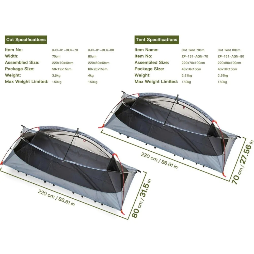 Night Cat Elevated Convertible Camping Cot Tent With Vestibule