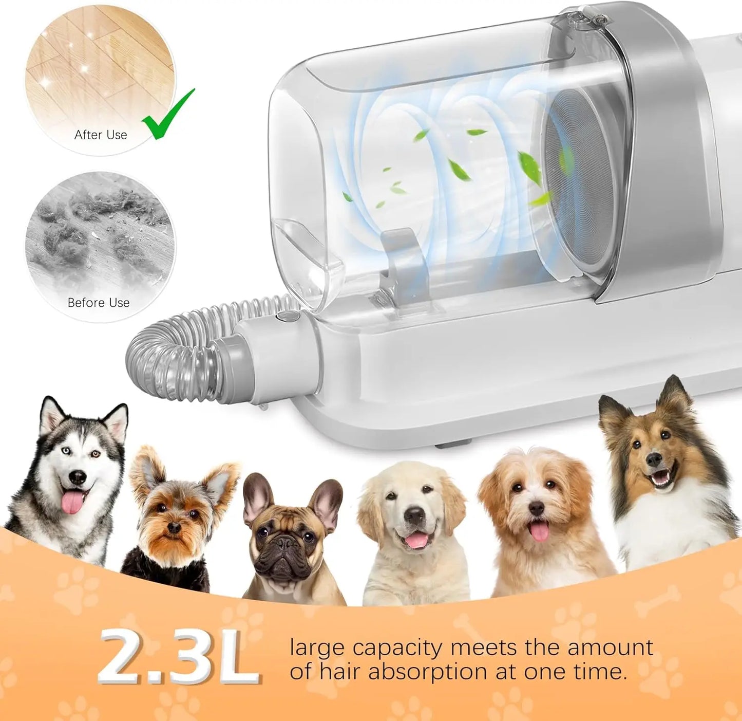 Grooming Vacuum Kit With Low Noise For Dog Cat Hair