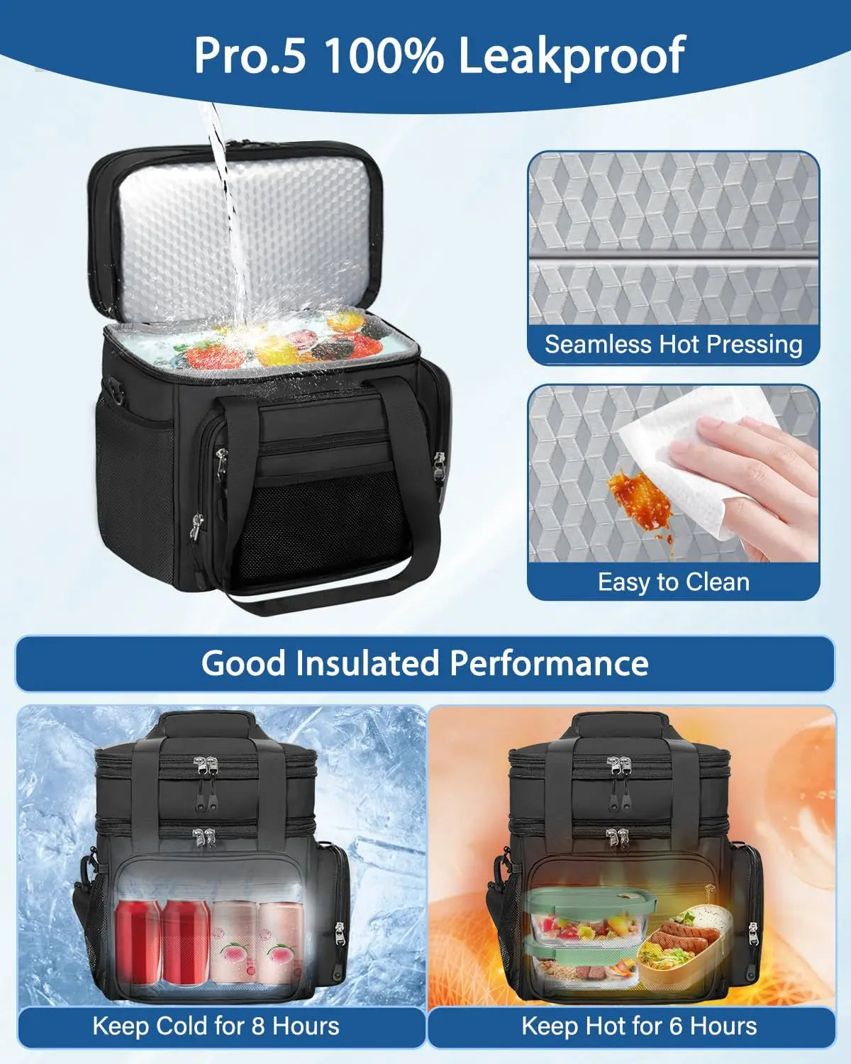Insulated Lunch Box Cooler Bag For Work And Travel