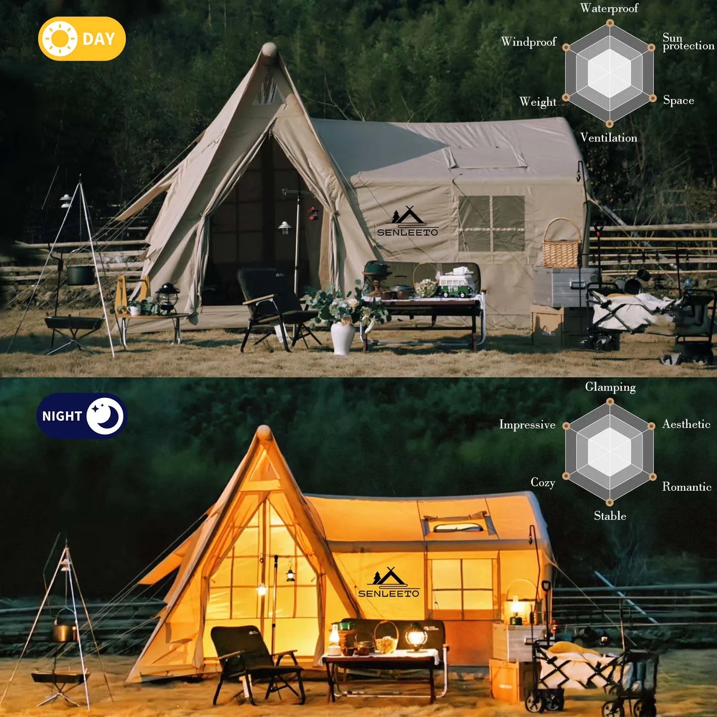 Senleeto Inflatable Cabin Tent 8-10 Person Instant Setup Waterproof