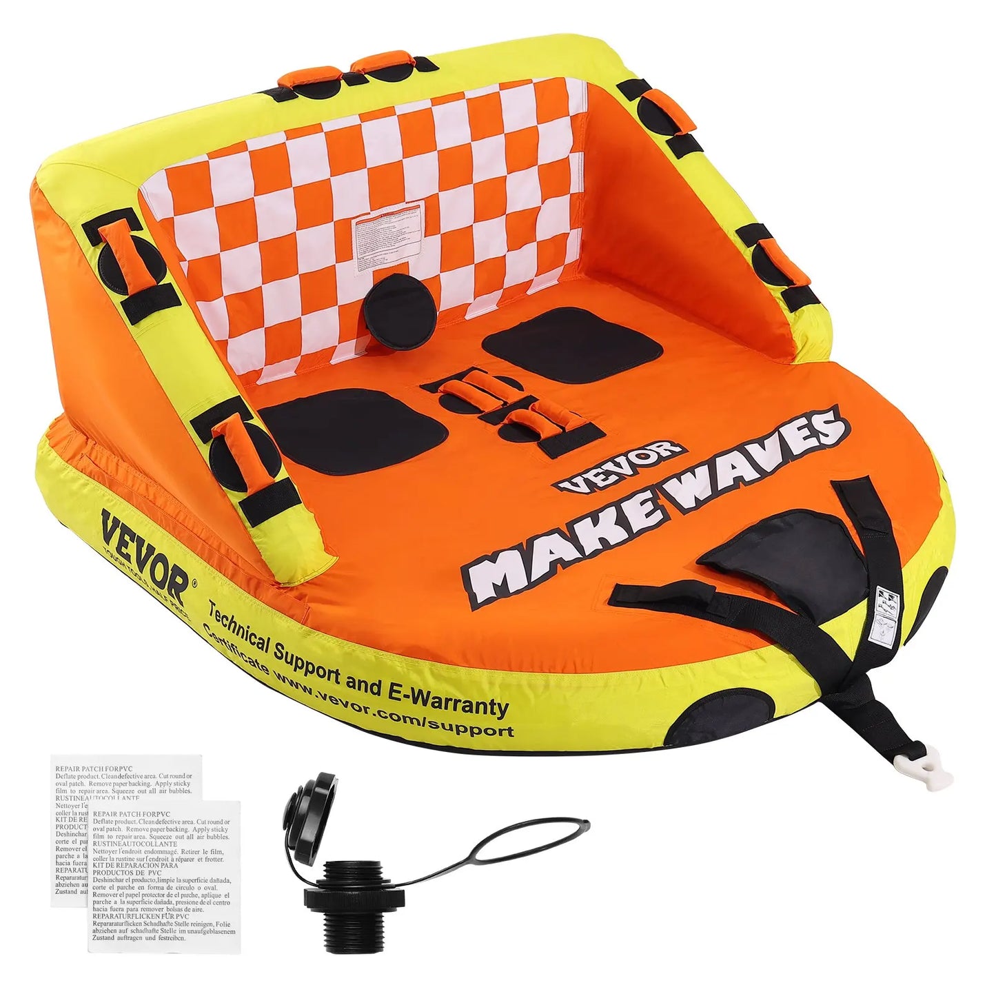Towable Boat Tube With Deck Seats Inflatable 1 2 Riders
