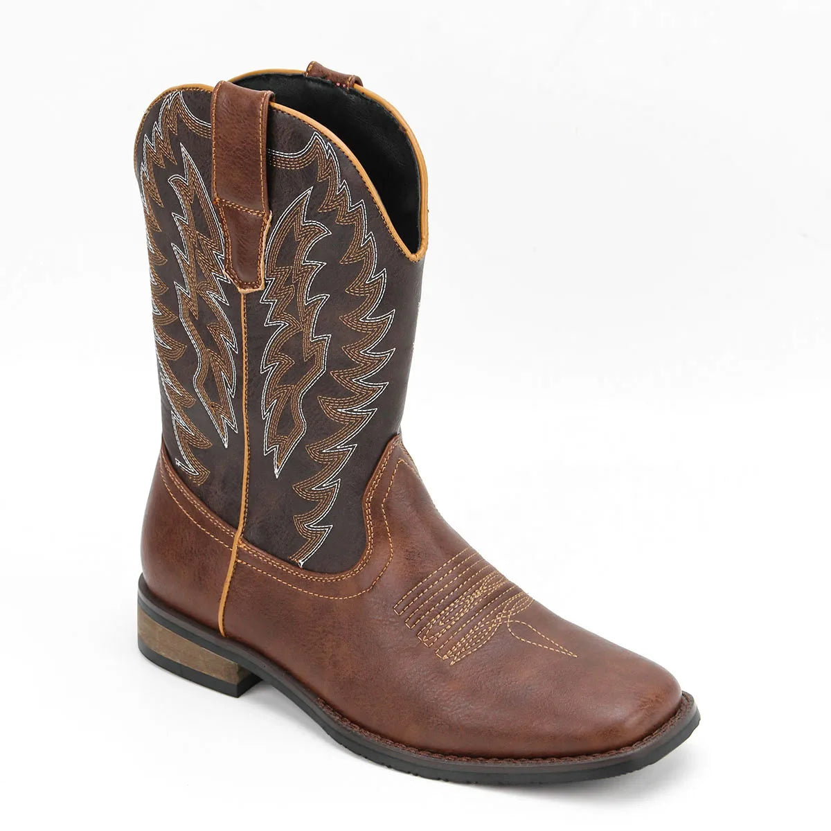 Men's desert cowboy boots square toe fashionable phoenix embroidered western boots