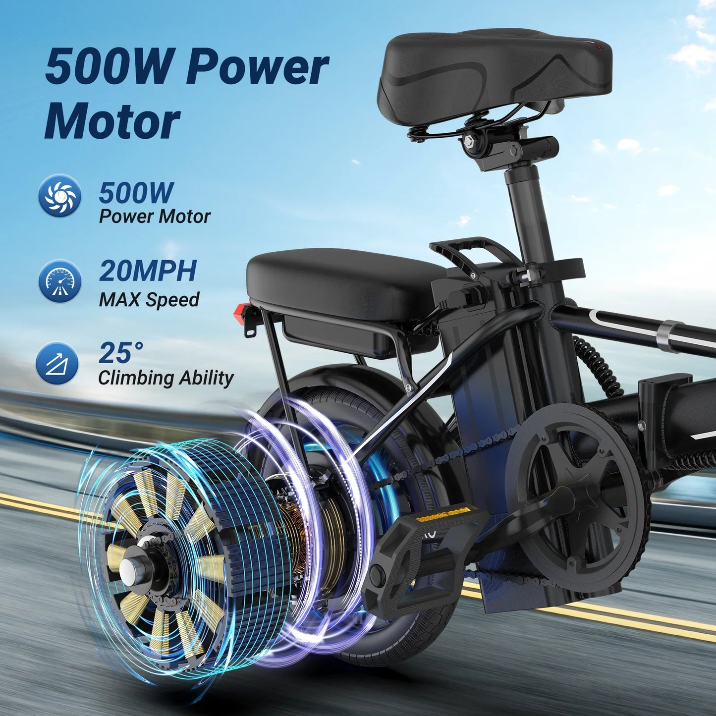 AOVOPRO EB60 Folding Electric Bike 500W 48V Two Seat
