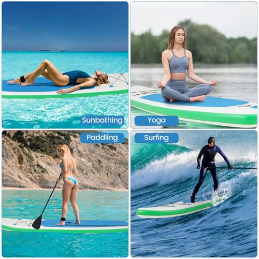 Inflatable Stand Up Paddle Board for outdoor water sports, durable PVC material, blue color, ultra-stable 11/10x30 wide design