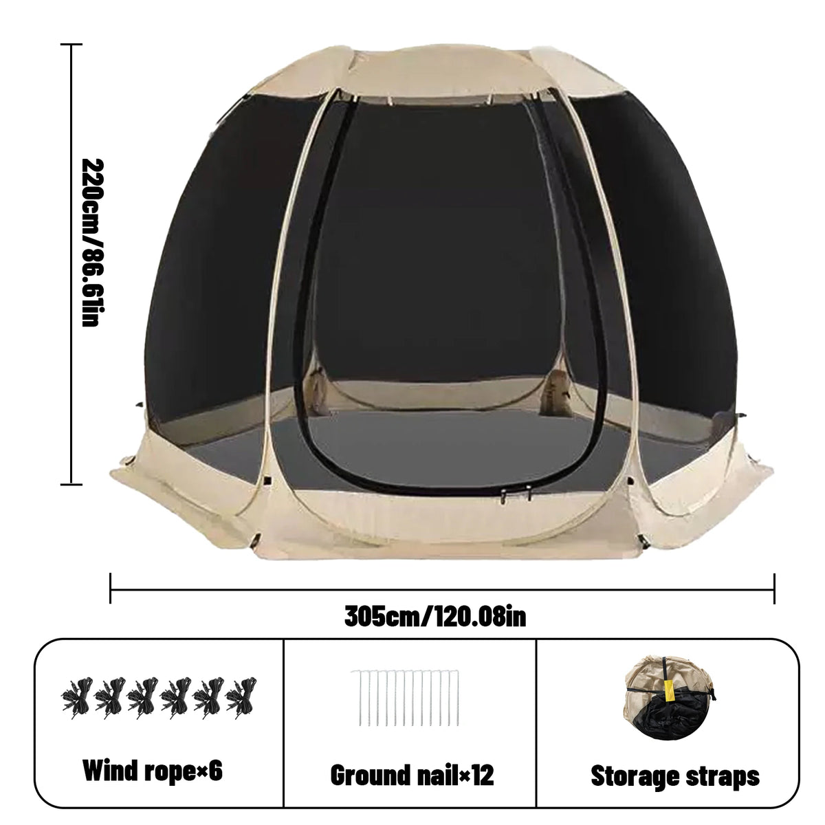 Pakicetus Automatic Family Sun Canopy With Mesh Walls