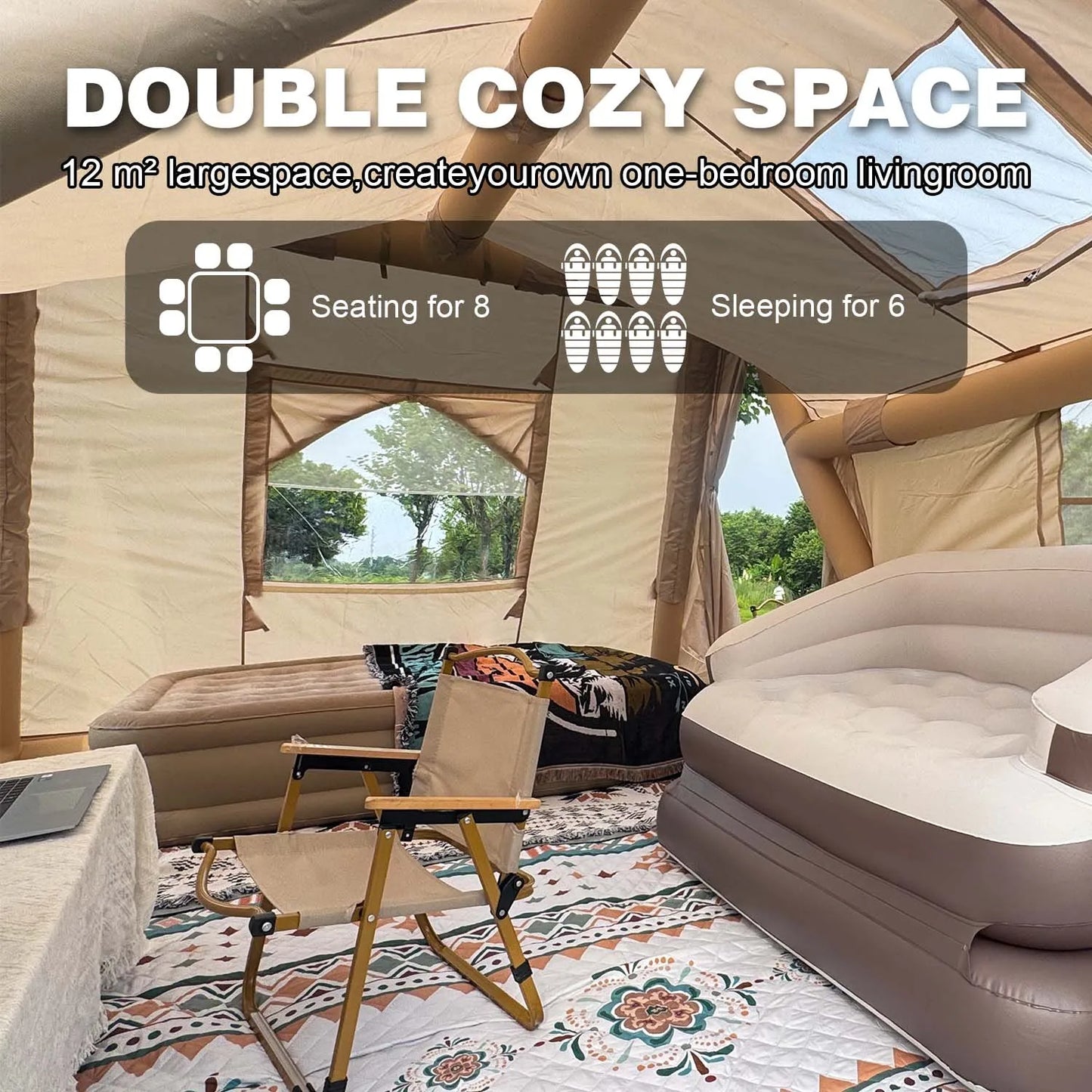 Senleeto Inflatable Cabin Tent 8-10 Person Instant Setup Waterproof