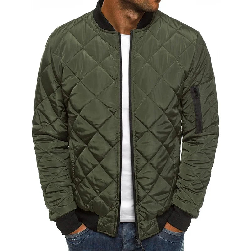 Winter New Jacket Men's Baseball Collar Mesh Pressed Lightweight  Jacket Vintage Flight Casual Long Sleeve