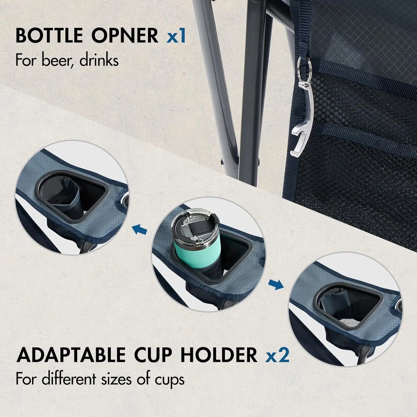 Oversized Double Camping Chair With Wine Glass Holder Supports 600LBS
