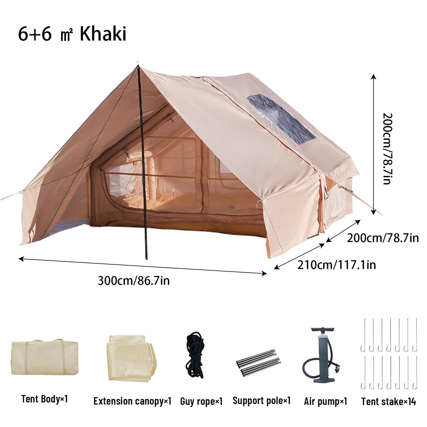Pakicetus Inflatable Tent With Skylight Quick Setup For Family Camping